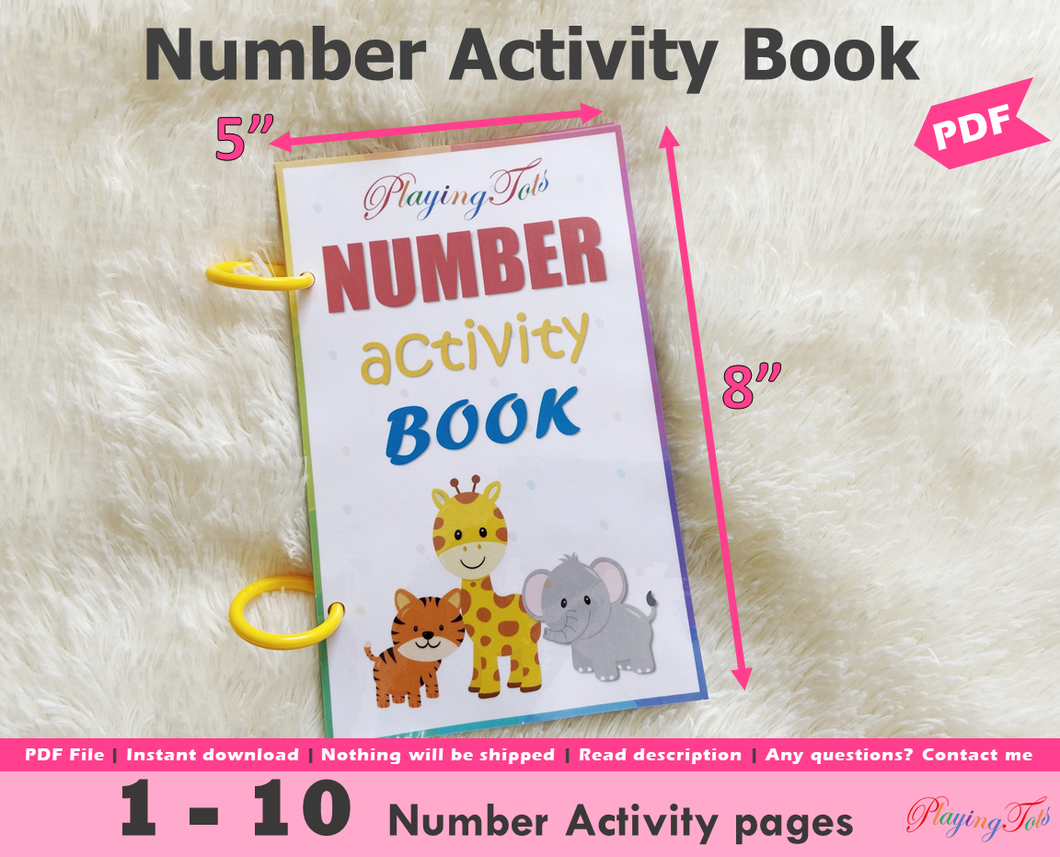 Number Activity Book, Toddler Workbook, Number Tracing Worksheets, Montessori Math, Preschool, PreK Math