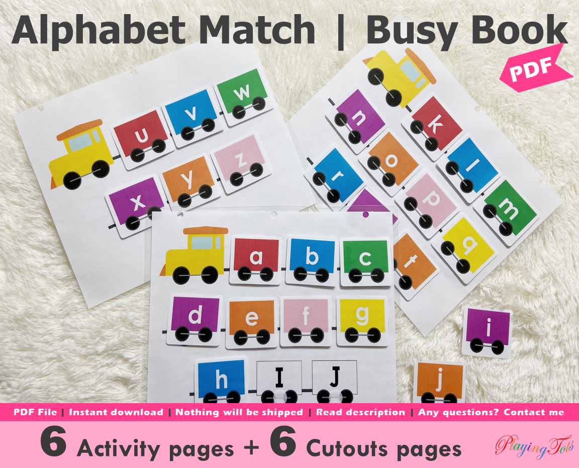 Alphabet Matching Activity, Uppercase to Lowercase Match, Toddler Busy Book, Learning Binder, Quiet Book