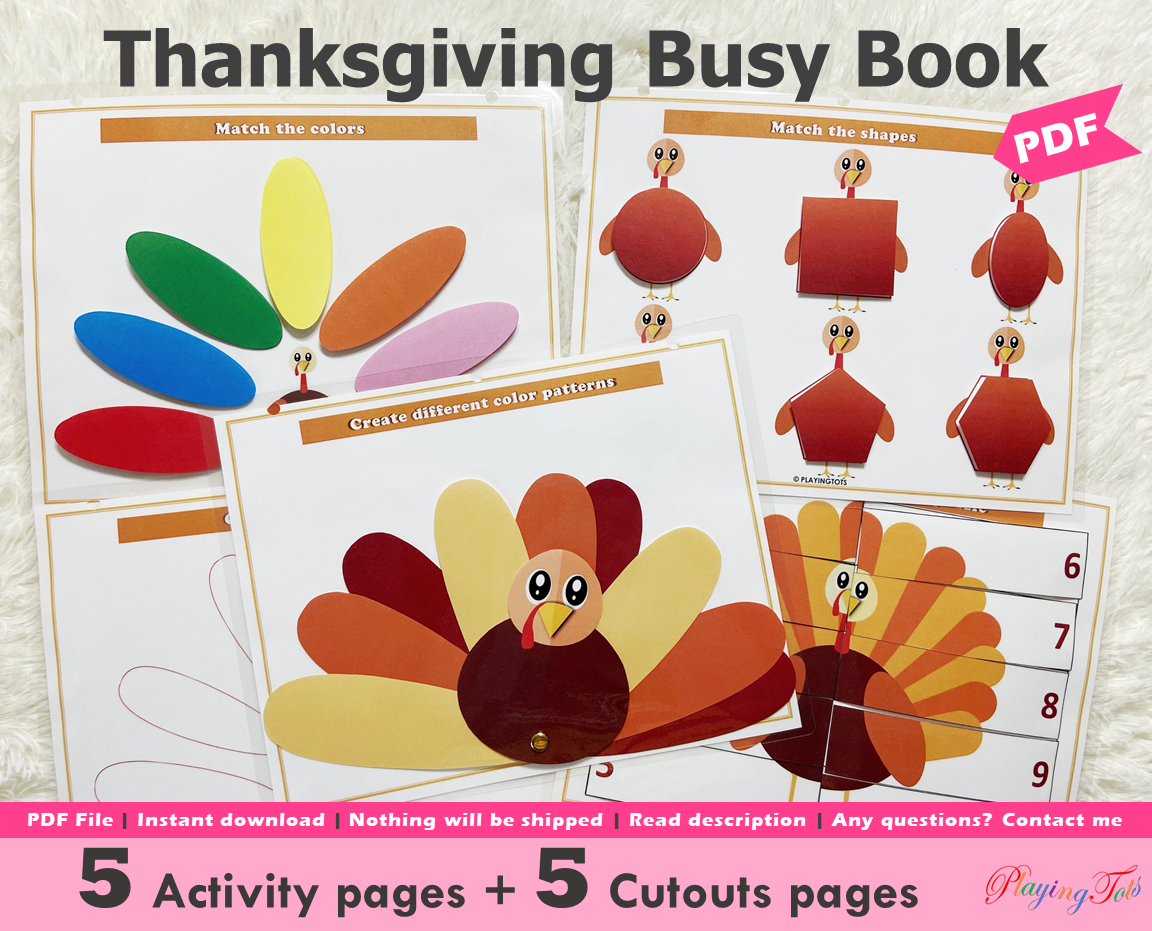 Turkey Themed Busy Book, Thanksgiving