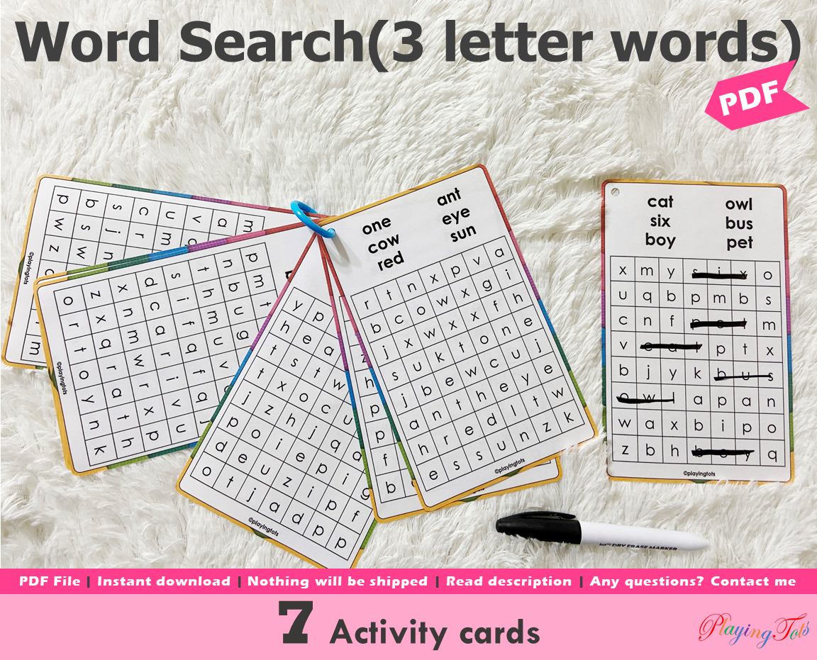 Word Search Activity, 3 Letter Words